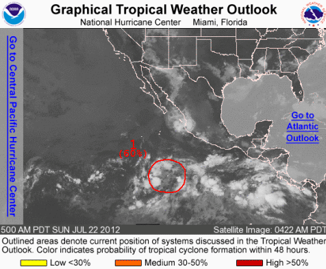 Pacific Graphical Tropical Weather Outlook from National Hurricane center Miami florida