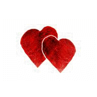 Two red fabric hearts