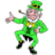 Leprechaun in a green suit dancing for St. Patrick's Day Leprechaun in a green suit dancing for St. Patrick's Day